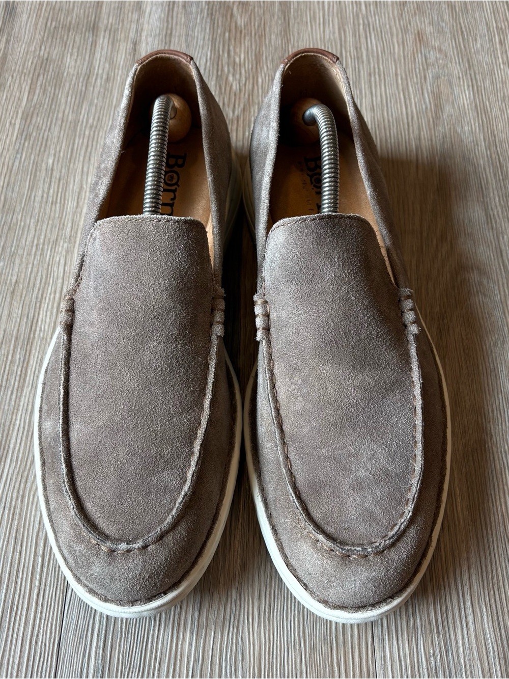 Børn Thaton Men's Slip-On Suede Loafers Leather Upper - Taupe Brown Size 10 M